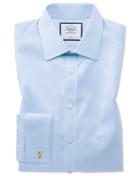  Classic Fit Non-iron Sky Blue Puppytooth Cotton Dress Shirt French Cuff Size 15/33 By Charles Tyrwhitt