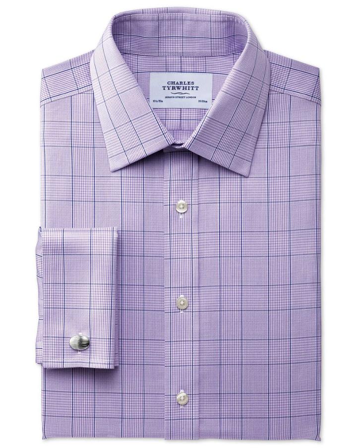 Charles Tyrwhitt Charles Tyrwhitt Classic Fit Non-iron Prince Of Wales Lilac Shirt