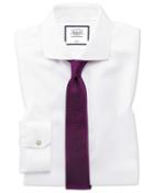  Super Slim Fit Non-iron White Oxford Stretch Cotton Dress Shirt Single Cuff Size 14/33 By Charles Tyrwhitt