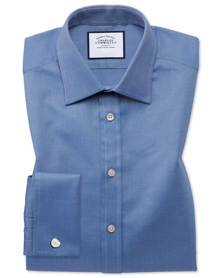  Extra Slim Fit Egyptian Cotton Royal Oxford Royal Dress Shirt French Cuff Size 14.5/32 By Charles Tyrwhitt