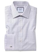  Slim Fit Pink Multi Check Egyptian Cotton Dress Shirt French Cuff Size 14.5/33 By Charles Tyrwhitt