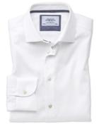Charles Tyrwhitt Slim Fit Semi-spread Collar Business Casual Non-iron Modern Textures White Cotton Dress Casual Shirt Single Cuff Size 14.5/32 By Charles Tyrwhitt