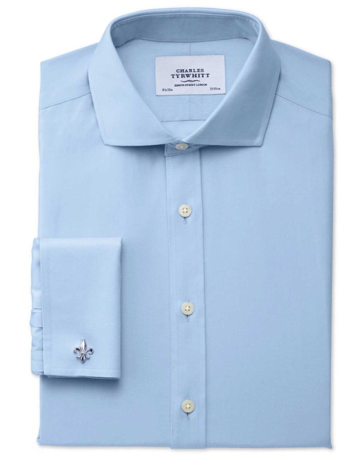 Charles Tyrwhitt Charles Tyrwhitt Classic Fit Cutaway Collar Non-iron Twill Sky Shirt