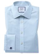  Classic Fit Non-iron Poplin Sky Blue Cotton Dress Shirt Single Cuff Size 15.5/33 By Charles Tyrwhitt