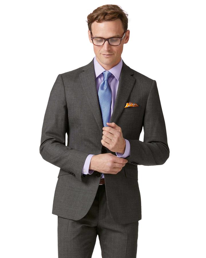  Grey Extra Slim Fit Merino Business Suit Wool Jacket Size 38 By Charles Tyrwhitt