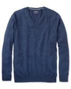 Charles Tyrwhitt Charles Tyrwhitt Indigo Cotton Cashmere V-neck Cotton/cashmere Sweater Size Medium