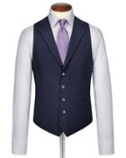 Charles Tyrwhitt Charles Tyrwhitt Indigo Blue Puppytooth Panama Business Suit Wool Vest Size W40