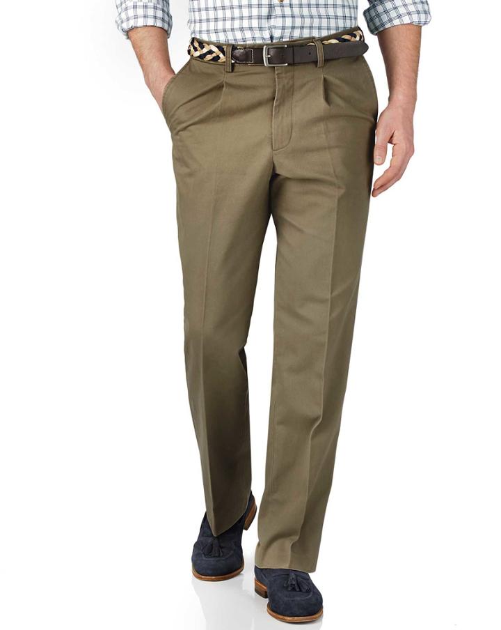 Charles Tyrwhitt Charles Tyrwhitt Beige Classic Fit Single Pleat Cotton Chino Pants Size W30 L38