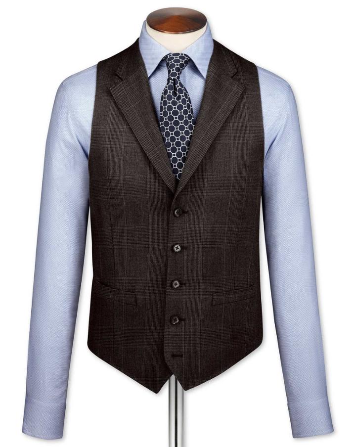 Charles Tyrwhitt Charles Tyrwhitt Dark Grey Saxony Business Suit Wool Waistcoat Size W36