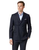  Midnight Blue Double Breasted Extra Slim Fit Merino Business Suit Wool Jacket Size 36 By Charles Tyrwhitt