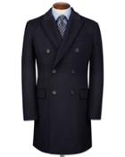 Charles Tyrwhitt Charles Tyrwhitt Navy Wool And Cashmere Overwool/cashmere Coat Size 36