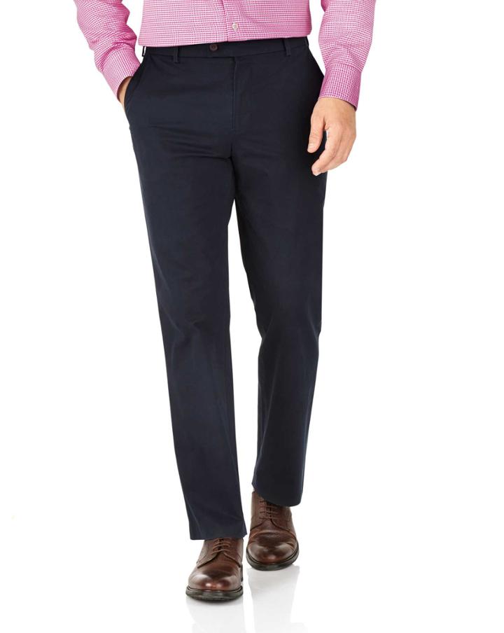 Charles Tyrwhitt Navy Classic Fit Stretch Cotton Chino Pants Size W32 L32 By Charles Tyrwhitt