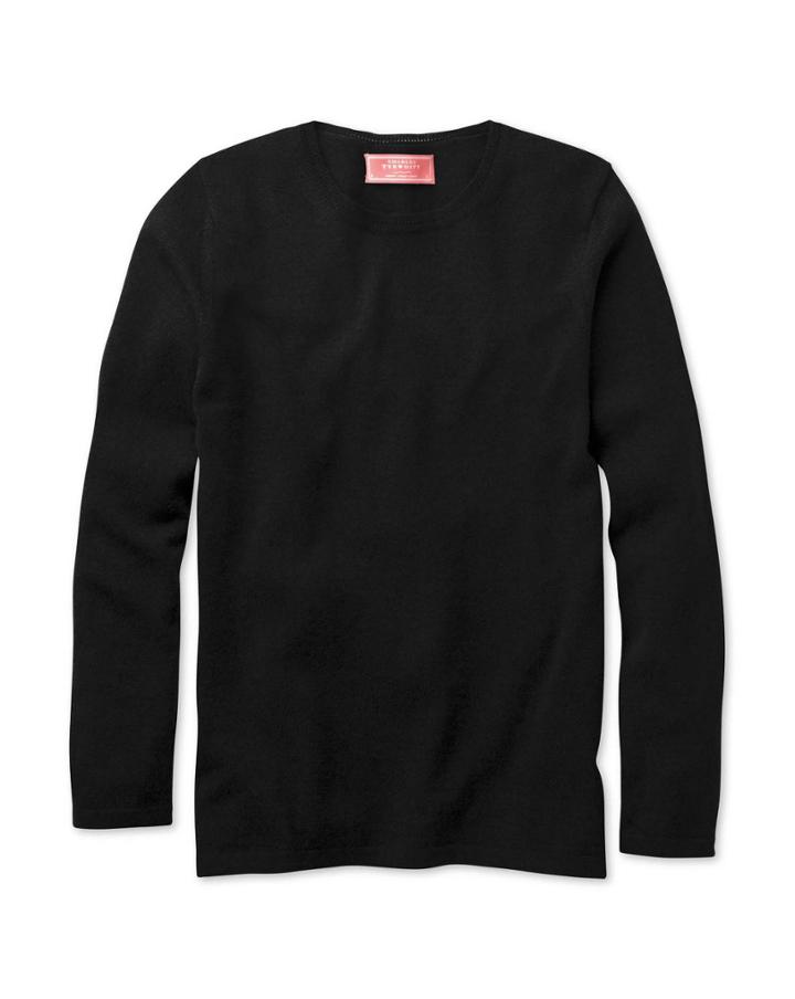 Charles Tyrwhitt Charles Tyrwhitt Women's Black Cashmere Blend Crew Neck Sweater