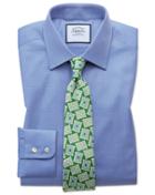  Slim Fit Egyptian Cotton Trellis Weave Mid Blue Dress Shirt Single Cuff Size 16/35 By Charles Tyrwhitt