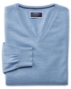 Charles Tyrwhitt Sky Merino Wool V-neck Sweater Size Large By Charles Tyrwhitt