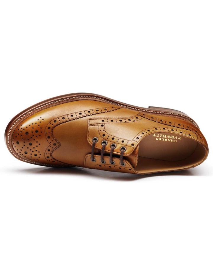 Charles Tyrwhitt Tan Fenton Wingtip Brogue Derby Shoes Size 14 By Charles Tyrwhitt