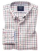 Charles Tyrwhitt Classic Fit Button-down Washed Oxford Navy And Pink Check Cotton Casual Shirt Single Cuff Size Large By Charles Tyrwhitt