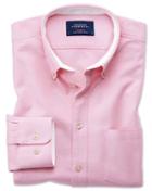Charles Tyrwhitt Slim Fit Button-down Washed Oxford Plain Light Pink Cotton Casual Shirt Single Cuff Size Medium By Charles Tyrwhitt