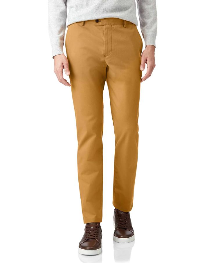  Dark Yellow Ultimate Cotton Chino Pants Size W32 L30 By Charles Tyrwhitt