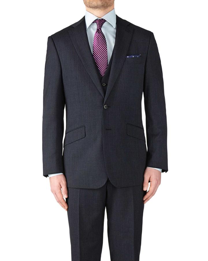 Charles Tyrwhitt Charles Tyrwhitt Navy Slim Fit End-on-end Business Suit Wool Jacket Size 36
