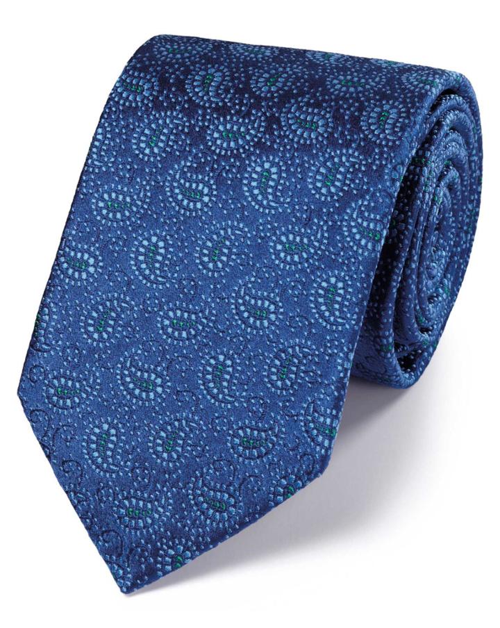 Charles Tyrwhitt Charles Tyrwhitt Blue And Sky Silk Vintage Paisley Luxury Tie