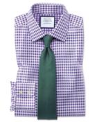 Charles Tyrwhitt Classic Fit Non-iron Gingham Purple Cotton Dress Shirt Single Cuff Size 15.5/33 By Charles Tyrwhitt