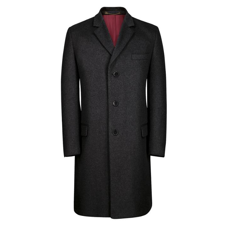 Charles Tyrwhitt Charles Tyrwhitt Charcoal Italian Wool Cashmere Slim Fit Overcoat (36r)