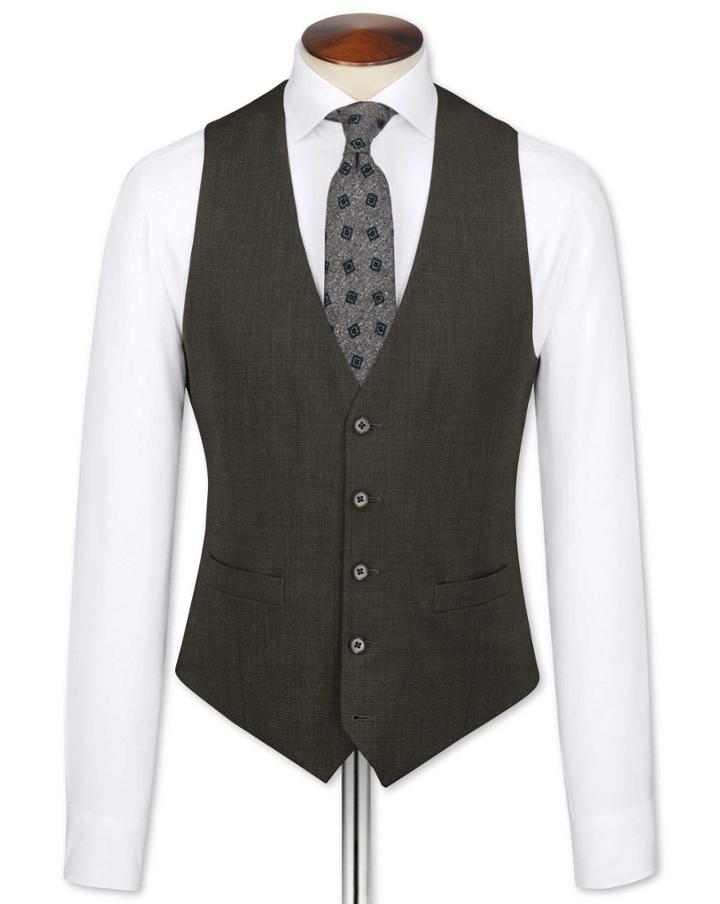 Charles Tyrwhitt Brown End-on-end Business Suit Wool Vest Size W36 By Charles Tyrwhitt