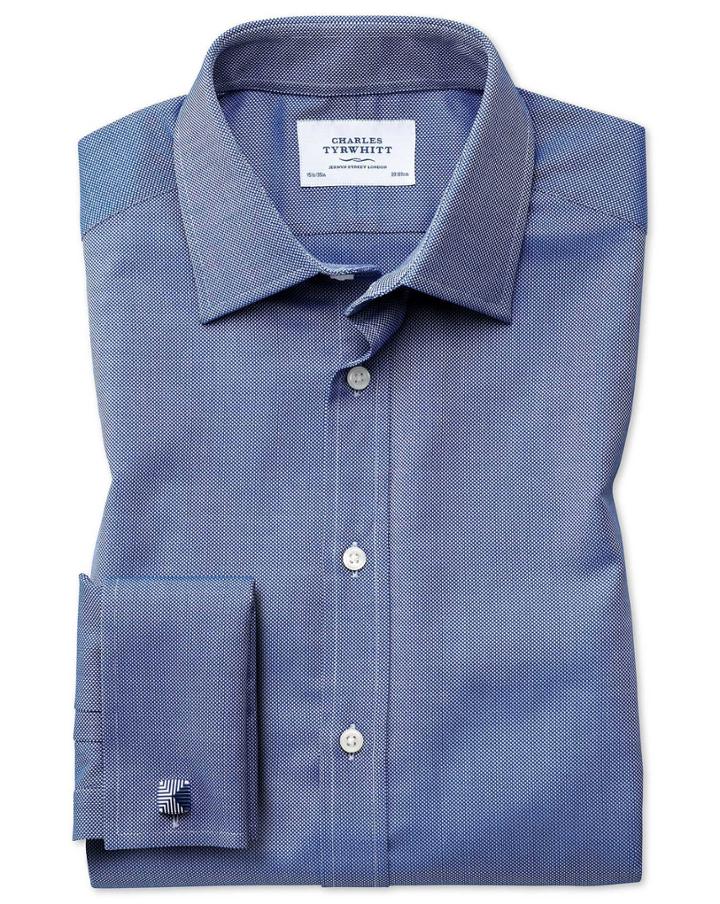 Charles Tyrwhitt Classic Fit Egyptian Cotton Royal Oxford Royal Blue Dress Shirt Single Cuff Size 15/35 By Charles Tyrwhitt