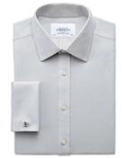 Charles Tyrwhitt Charles Tyrwhitt Classic Fit Non-iron Herringbone Grey Cotton Dress Shirt Size 15/34