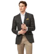  Slim Fit Green Checkered British Wool And Cashmere Cotton/cashmere Jacket Size 38 By Charles Tyrwhitt