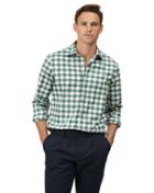  Slim Fit Green And White Check Soft Wash Non-iron Stretch Oxford Cotton Casual Shirt Single Cuff Size Medium By Charles Tyrwhitt