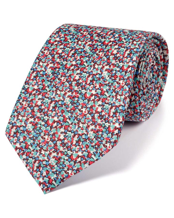Charles Tyrwhitt Charles Tyrwhitt Pink Multi Cotton Luxury Italian Floral Tie