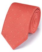 Charles Tyrwhitt Charles Tyrwhitt Coral Silk Classic Textured Dash Tie