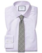  Extra Slim Fit Non-iron Dash Weave Lilac Cotton Dress Shirt Single Cuff Size 14.5/32 By Charles Tyrwhitt