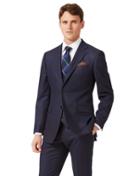  Navy Stripe Slim Fit Flannel Business Suit Wool Jacket Size 36 By Charles Tyrwhitt