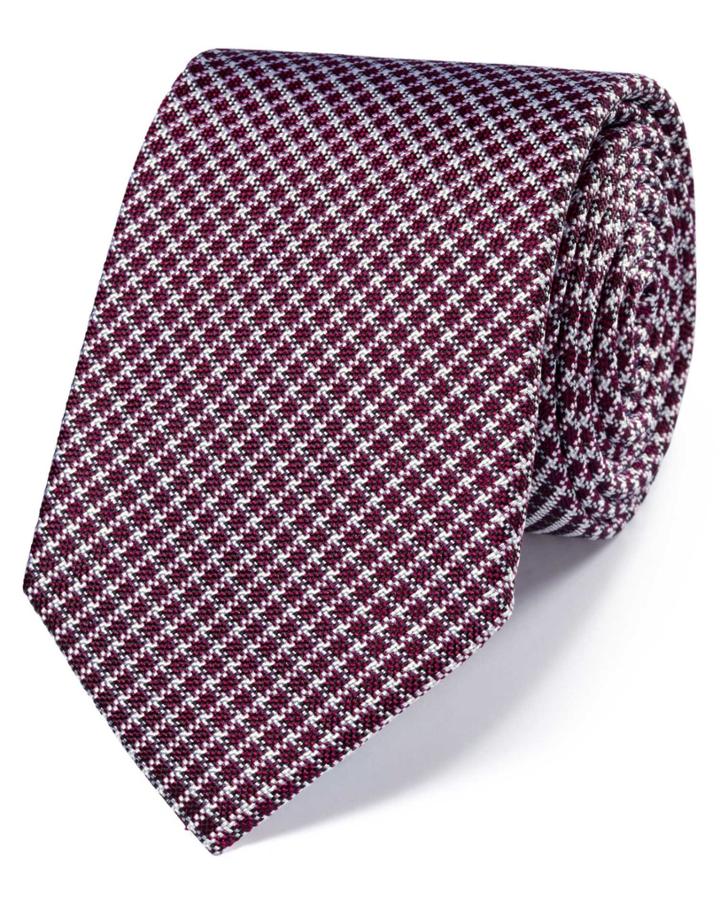 Charles Tyrwhitt Charles Tyrwhitt Magenta Silk Classic Check Tie