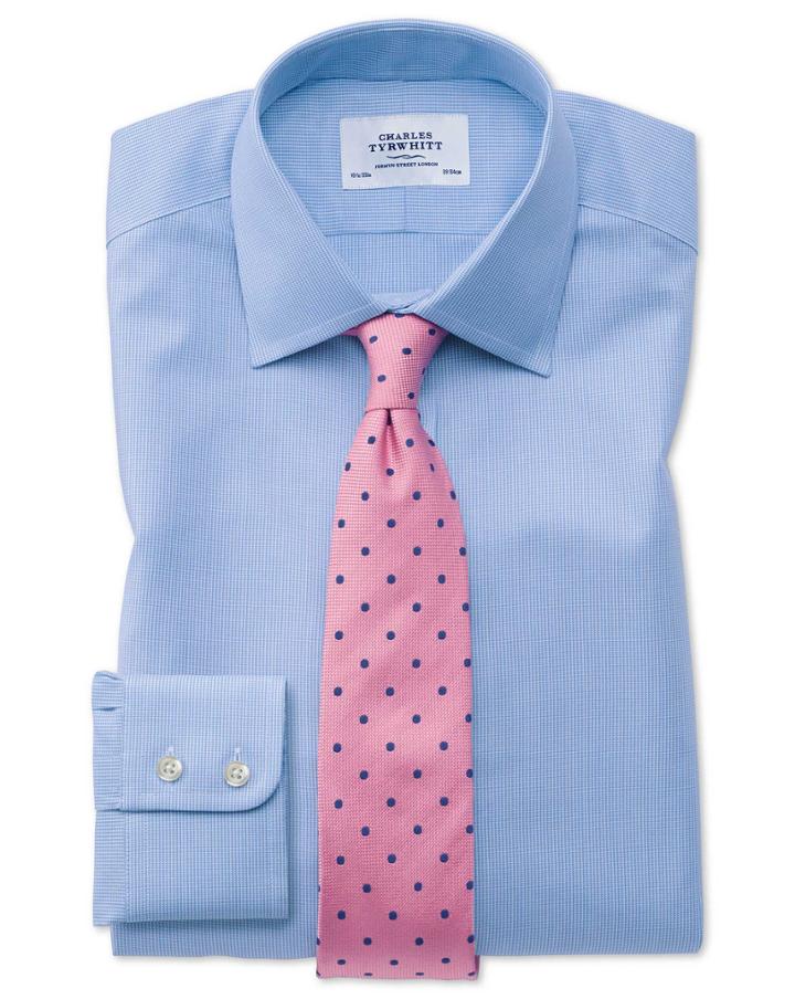  Classic Fit Oxford Sky Blue Cotton Dress Shirt French Cuff Size 15/35 By Charles Tyrwhitt