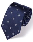 Charles Tyrwhitt Navy And White Silk English Rose Classic Tie By Charles Tyrwhitt