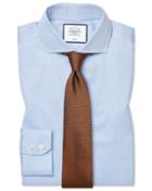  Slim Fit Non-iron Cutaway Sky Blue Puppytooth Cotton Dress Shirt French Cuff Size 14.5/33 By Charles Tyrwhitt