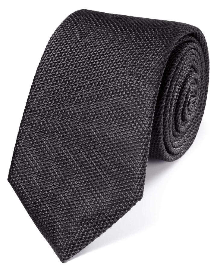 Charles Tyrwhitt Charcoal Silk Plain Classic Tie By Charles Tyrwhitt