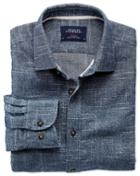 Charles Tyrwhitt Classic Fit Slub Cotton Blue And White Casual Shirt Single Cuff Size Xl By Charles Tyrwhitt