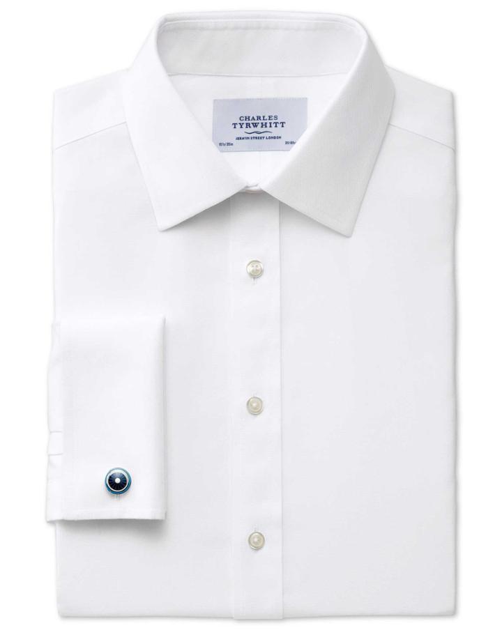 Charles Tyrwhitt Charles Tyrwhitt Extra Slim Fit Non-iron Micro Spot White Shirt