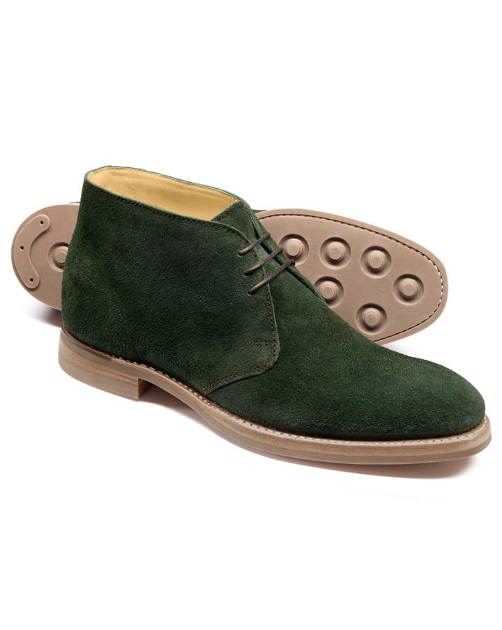  Green Suede Goodyear Welted Chukka Boots Size 11.5 By Charles Tyrwhitt