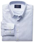 Charles Tyrwhitt Charles Tyrwhitt Extra Slim Fit Blue Stripe Washed Oxford Cotton Dress Shirt Size Medium