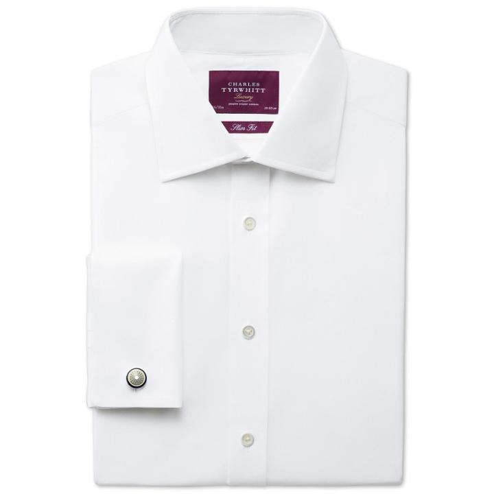 Charles Tyrwhitt Charles Tyrwhitt White Twill Luxury Semi-spread Slim Fit Shirt (14.5 - 33)