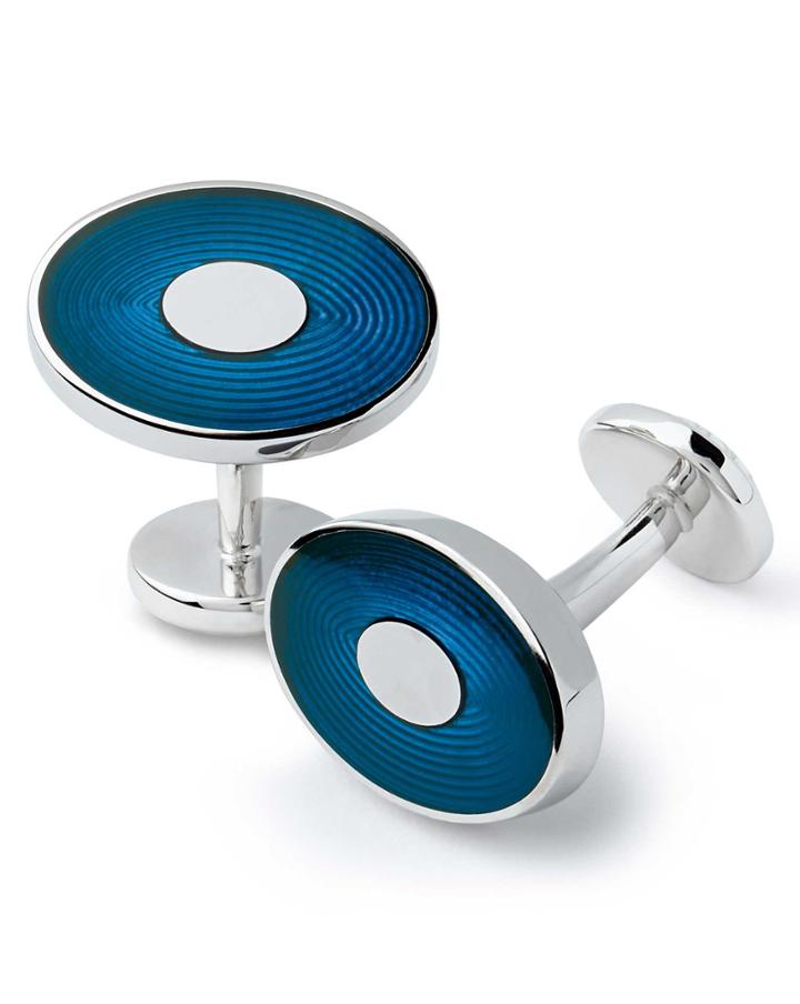  Navy Gradient Enamel Oval Cufflinks By Charles Tyrwhitt