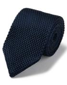  Navy Silk Slim Silk Knitted Classic Tie By Charles Tyrwhitt