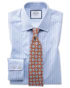  Classic Fit Egyptian Cotton Poplin Sky Blue Stripe Dress Shirt Single Cuff Size 15/34 By Charles Tyrwhitt