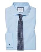  Extra Slim Fit Sky Blue Non-iron Poplin Cutaway Collar Cotton Dress Shirt French Cuff Size 14.5/33 By Charles Tyrwhitt